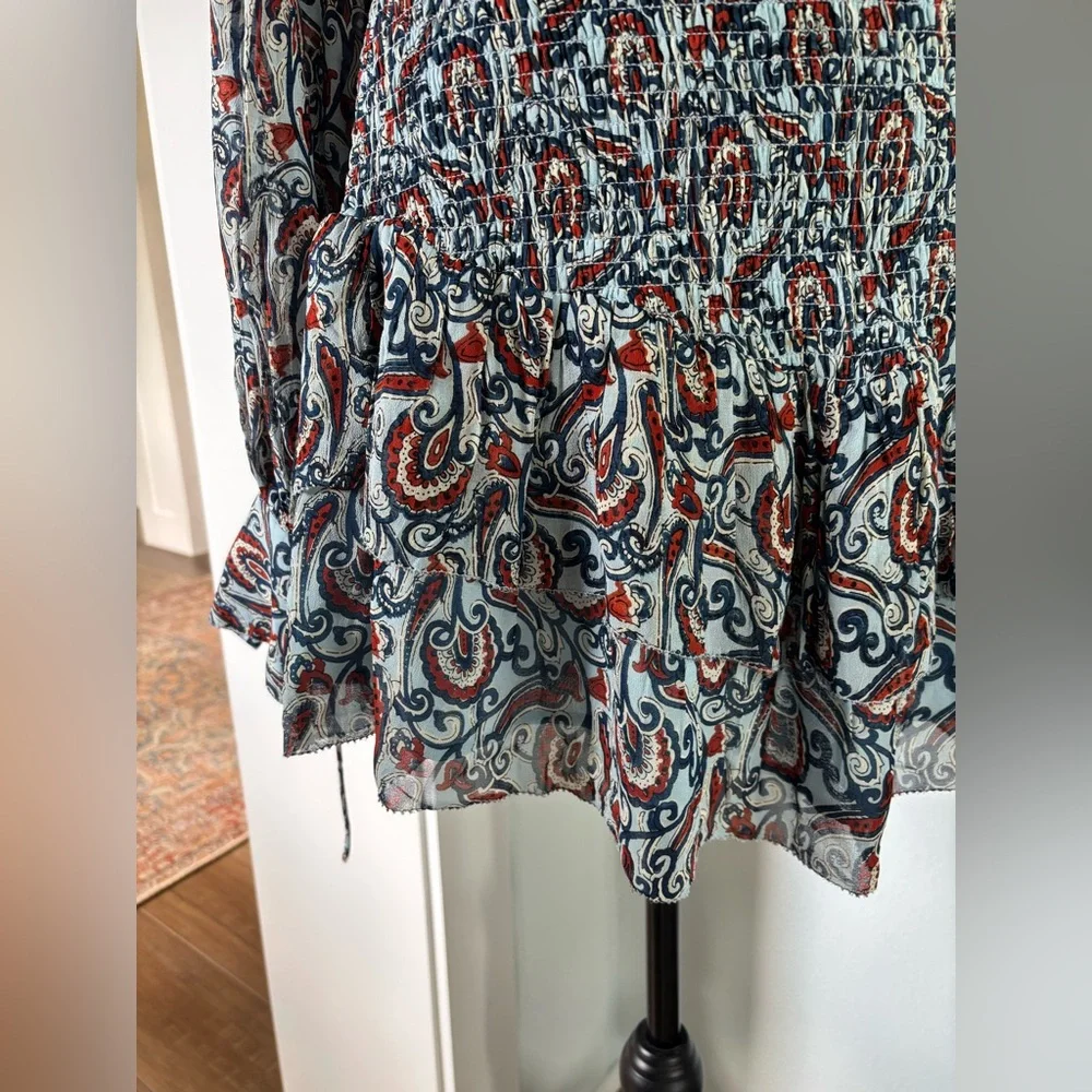 Karina Grimaldi boho set blouse and skirt s/xs Eliza Paisley print EUC